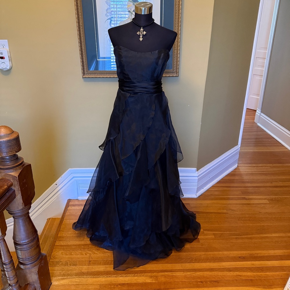 David's Bridal Strapless Black Gown - Picture 1 of 9